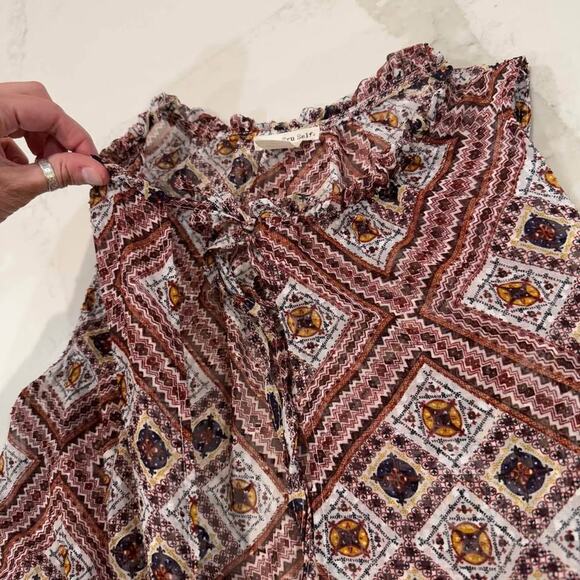 Tru Self Boho Print Lace Navy Open Tie Front Tunic Vest Women's Small Indie Boho - Picture 4 of 7